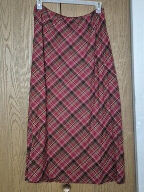 Eddie Bauer Pink Plaid Maxi Skirt